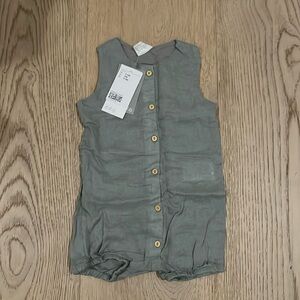 NWT H&M dusty blue  linen romper 9-12